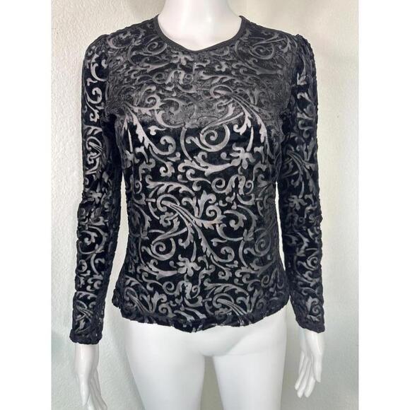 Karen Kane Tops - VTG Karen Kane Velvet Burnout Top Sz S Petite Gothic Black Romantic Whimsigoth